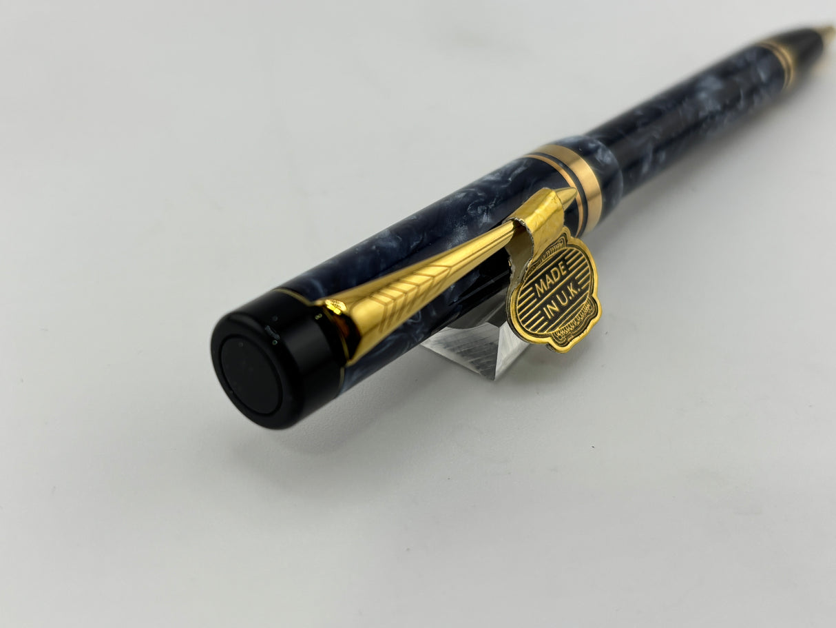 Parker Duofold Marbled Blue Cap Actuated Ballpoint Pen - The Original Style of the Duofold Ballpoint - Circa 1989 - Scarce!