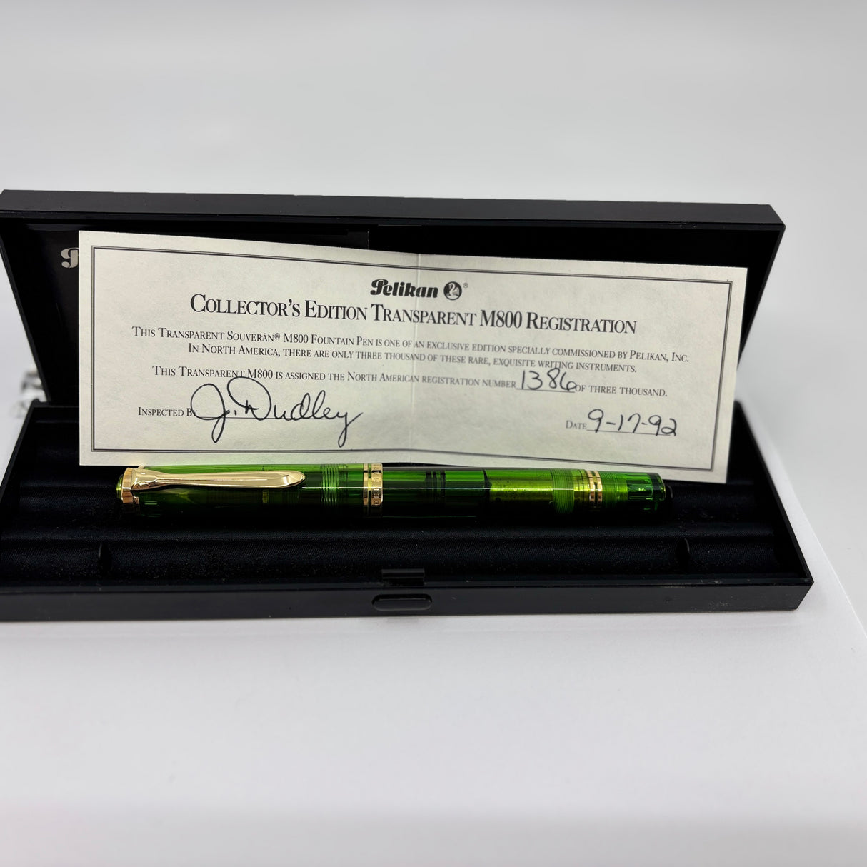 Pelikan M800 Green Transparent Edition, Original Version Fountain Pen - Circa 1992 - Fine 18kt Gold Nib