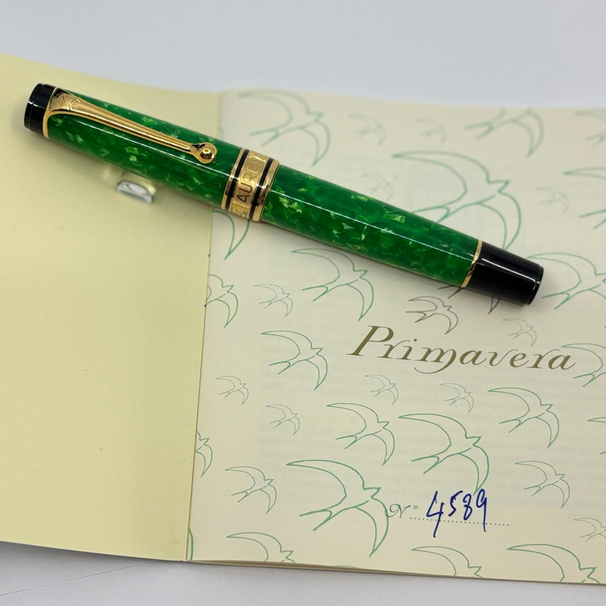 Aurora Verde e Oro Primavera Fountain Pen Limited Edition - Broad 18kt Gold Nib