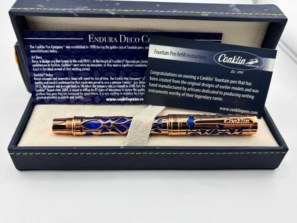 Conklin Endura Deco Crest Blue rose gold - Fountain Pen