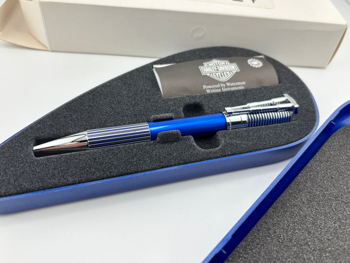 Waterman Harley Davidson Blue cylinder with blue tank box - Ball Pen