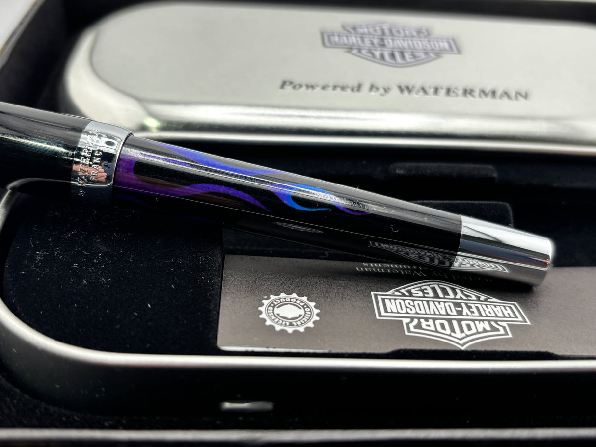 Waterman Free Wheel Harley Davidson Blue Flame - Roller Ball