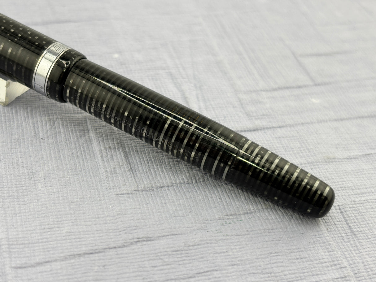 Parker Vacumatic Standard Grey Silver trim Blue Arrow Diamond clip - Fountain Pen