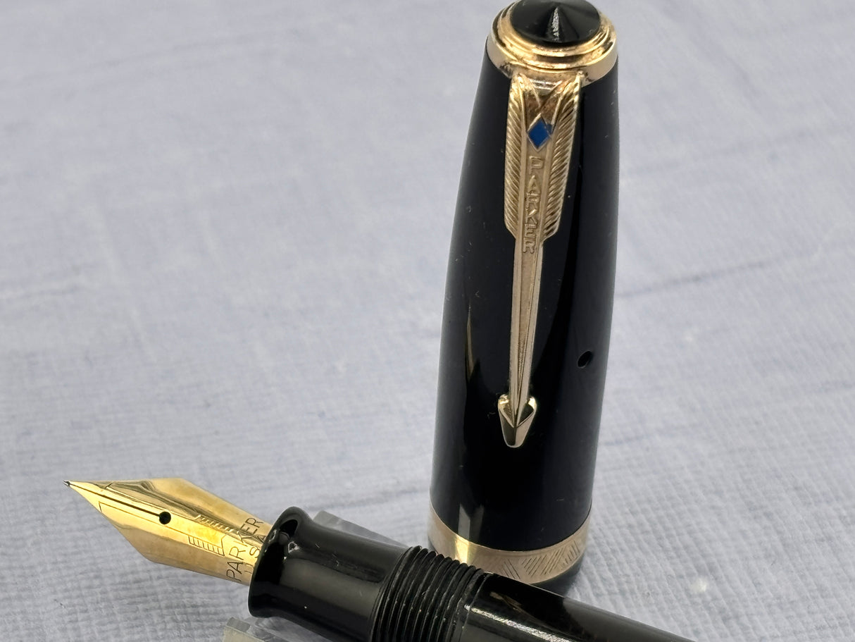 Parker Vacumatic Standard Black Diamond clip FLEX nib - Fountain Pen
