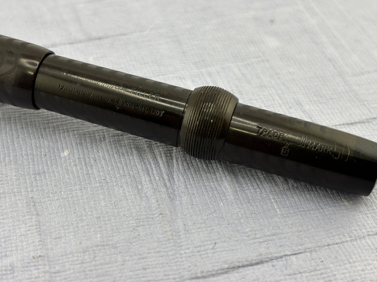 Conklin Toledo Crescent filler"50" Black hard Rubber chased # 5 nib very good flex - Fountain Pen