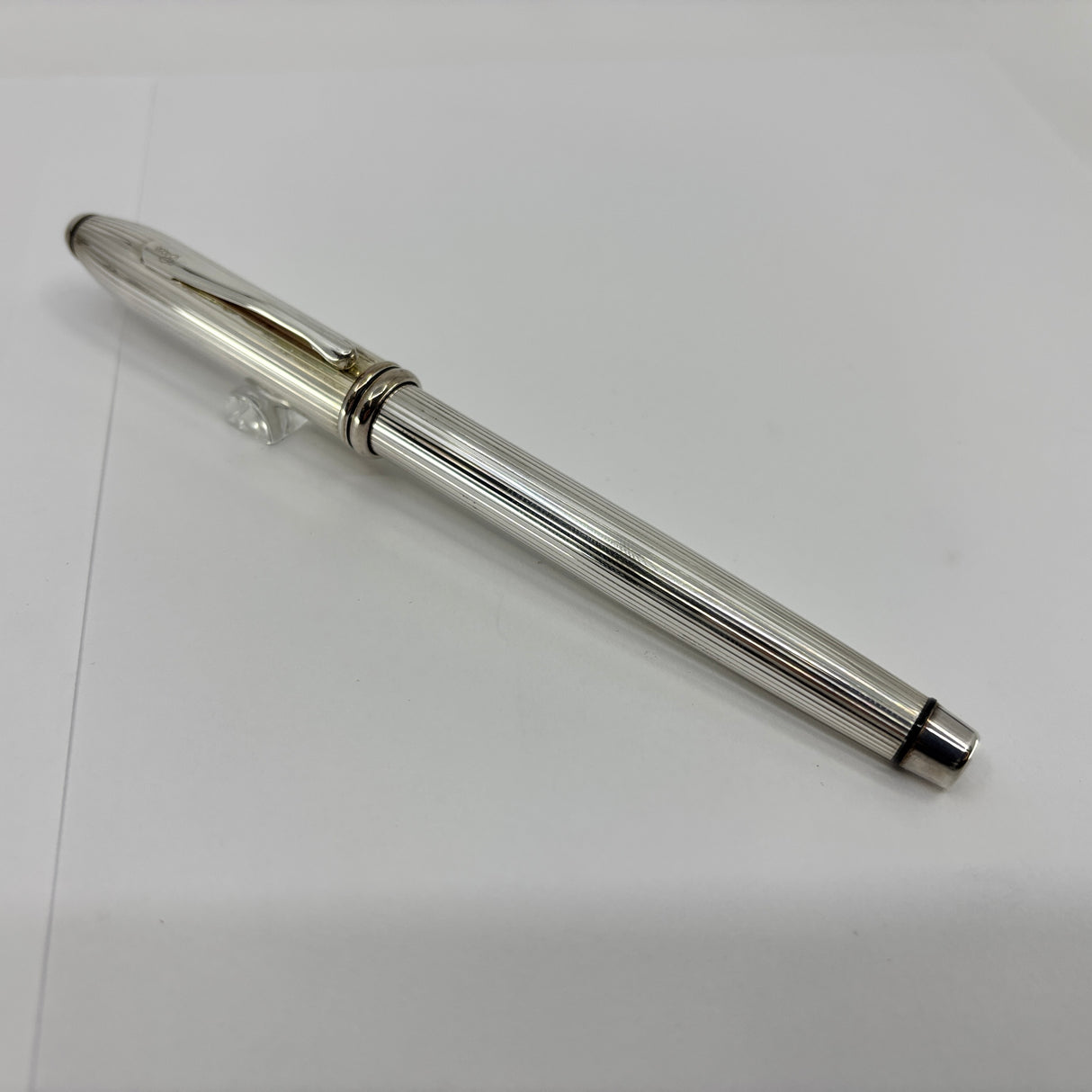 Cross Townsend Sterling Silver Fountain Pen - Made in USA - Broad 18kt Gold Nib