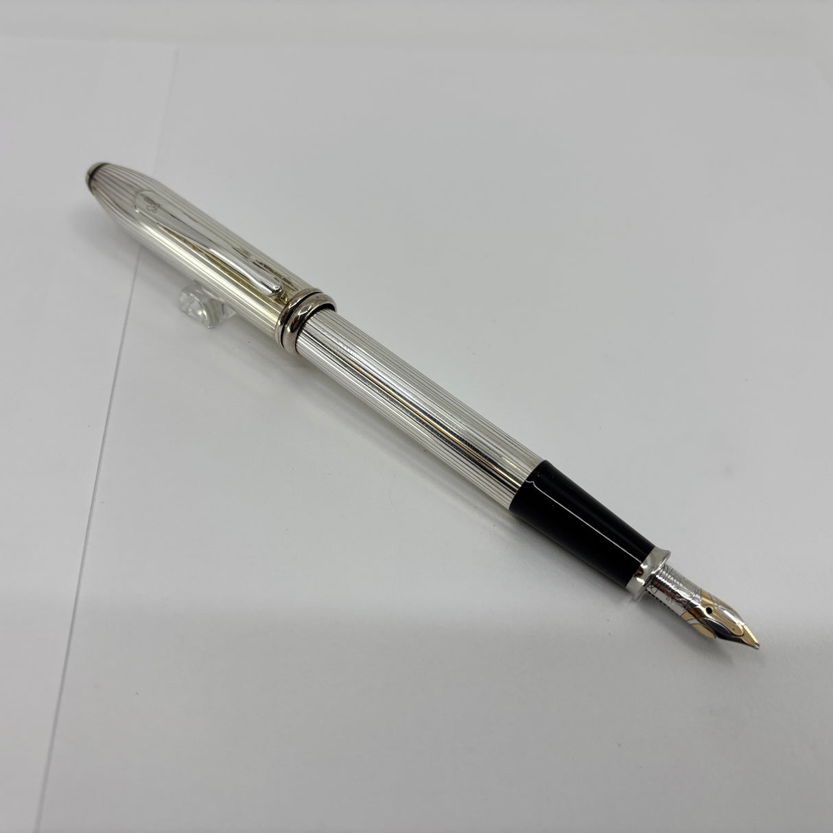 Cross Townsend Sterling Silver Fountain Pen - Made in USA - Broad 18kt Gold Nib