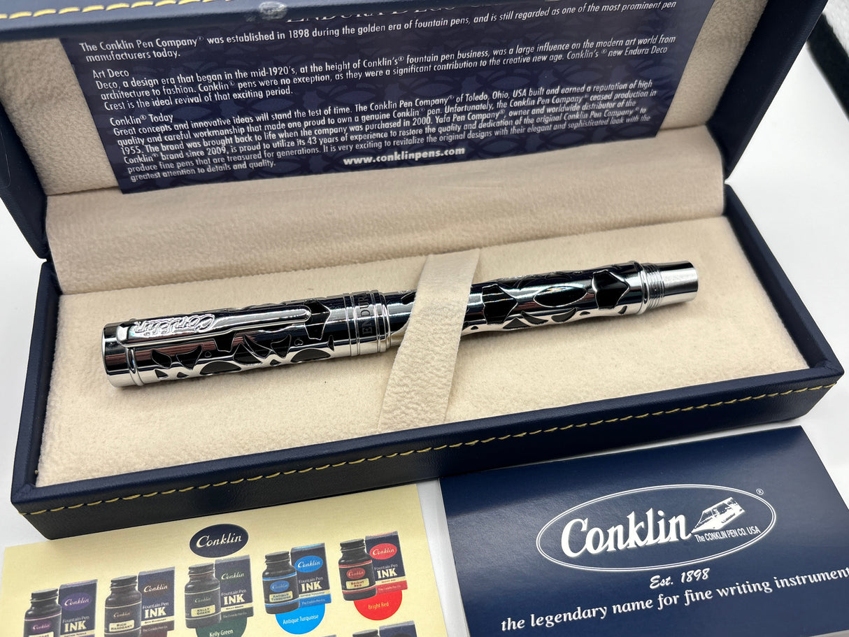 Conklin Endura Deco Crest Black / chrome - Fountain Pen