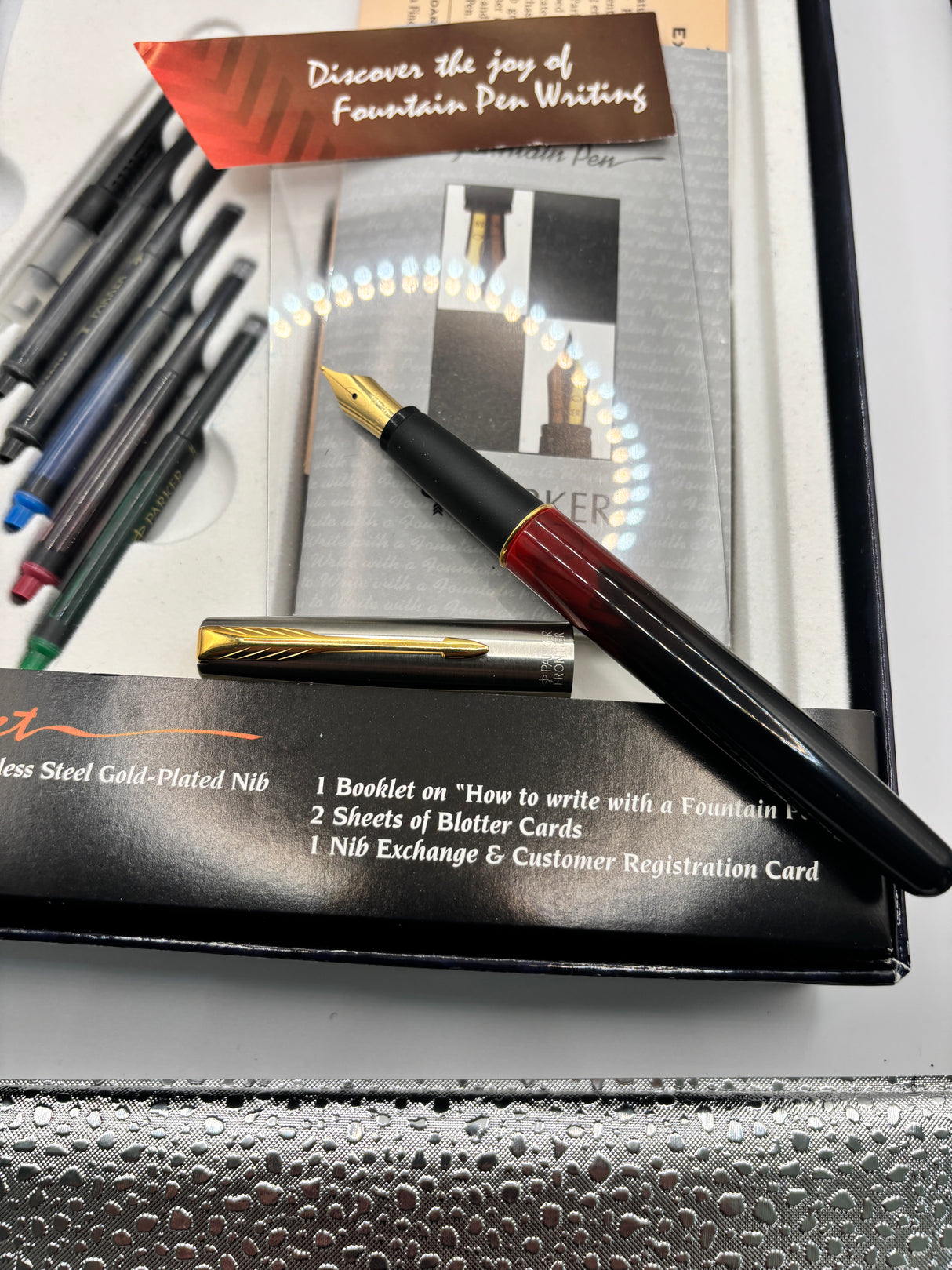 Parker Frontier writing set burgundy marble - Fountain Pen