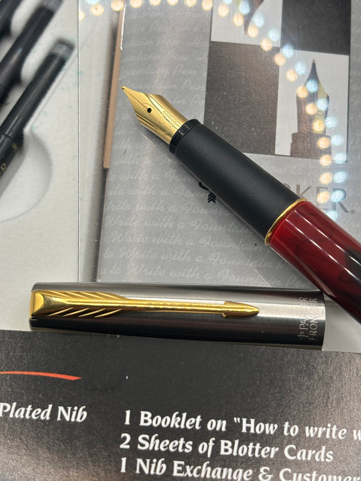 Parker Frontier writing set burgundy marble - Fountain Pen