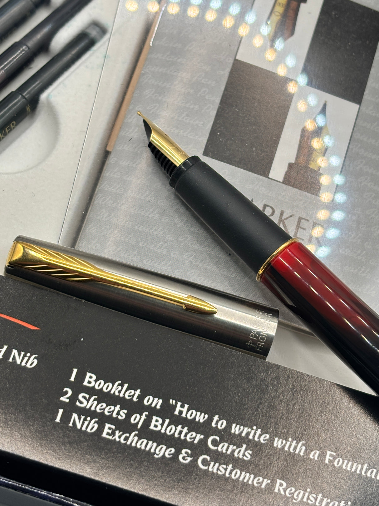 Parker Frontier writing set burgundy marble - Fountain Pen