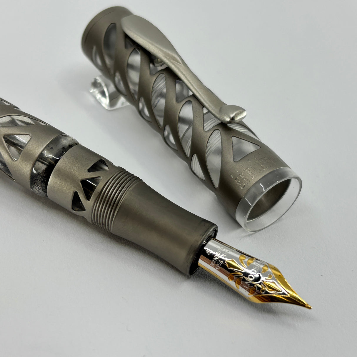 Visconti Titanium Skeleton Limited Edition Fountain Pen - Fine 18kt Gold Nib