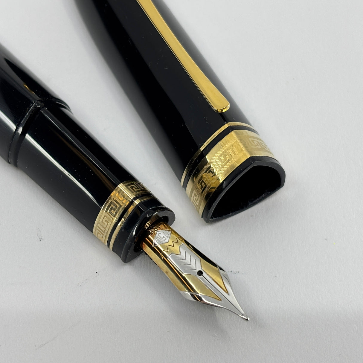 The ORIGINAL-LARGEST SIZE!! OMAS Dark Blue/Black #360 Oversized Triangulated Fountain Pen - Medium 18kt Gold Nib