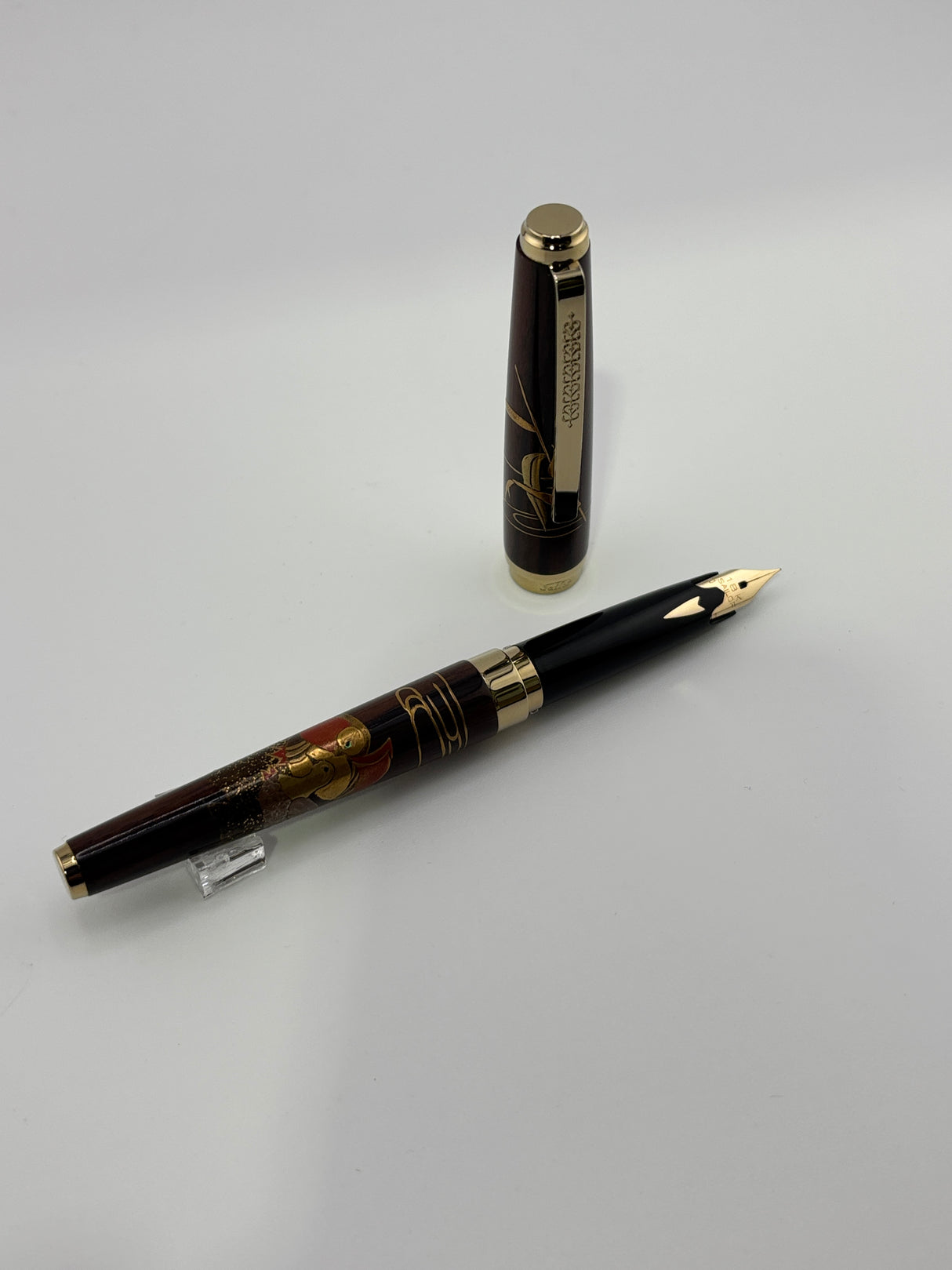 Sailor Kaga Taga Maki-e Oshidori Mandarin Duck Ebony Rosewood Fountain Pen - Extremely Rare !