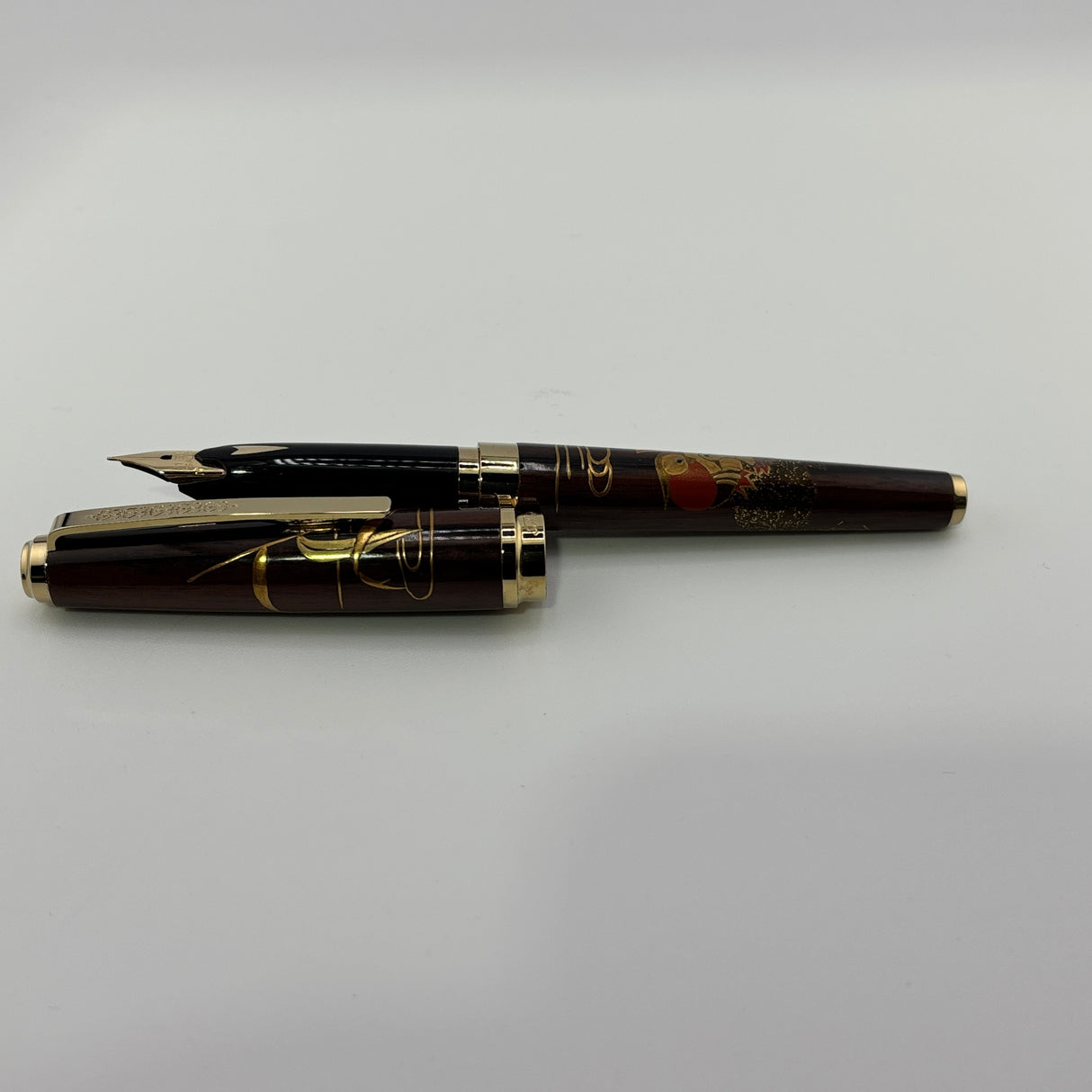 Sailor Kaga Taga Maki-e Oshidori Mandarin Duck Ebony Rosewood Fountain Pen - Extremely Rare !