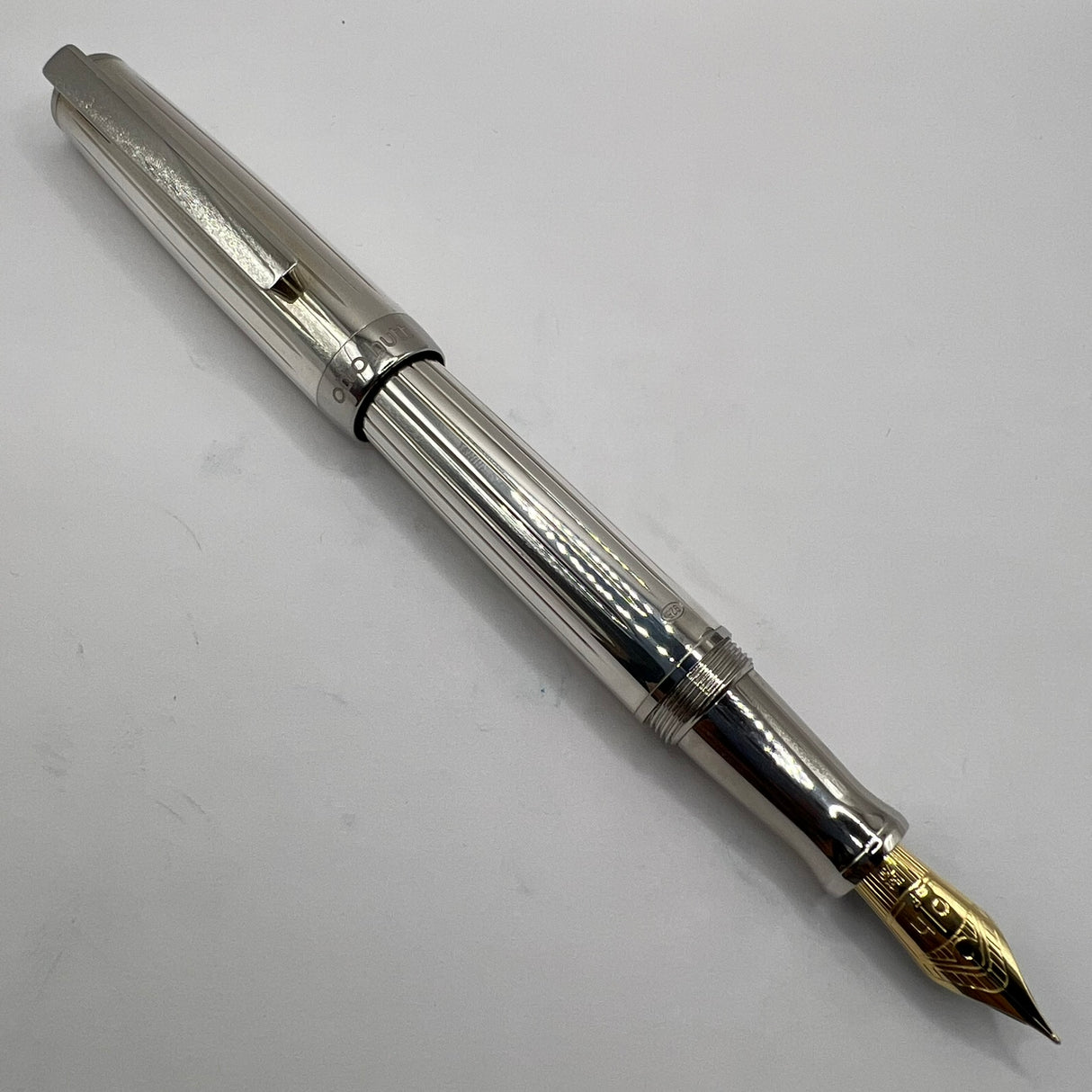 Otto Hutt 07 Design Sterling Silver Top-of-the-Line Fountain Pen - Large Fine Semi-Flex 18kt Gold Nib