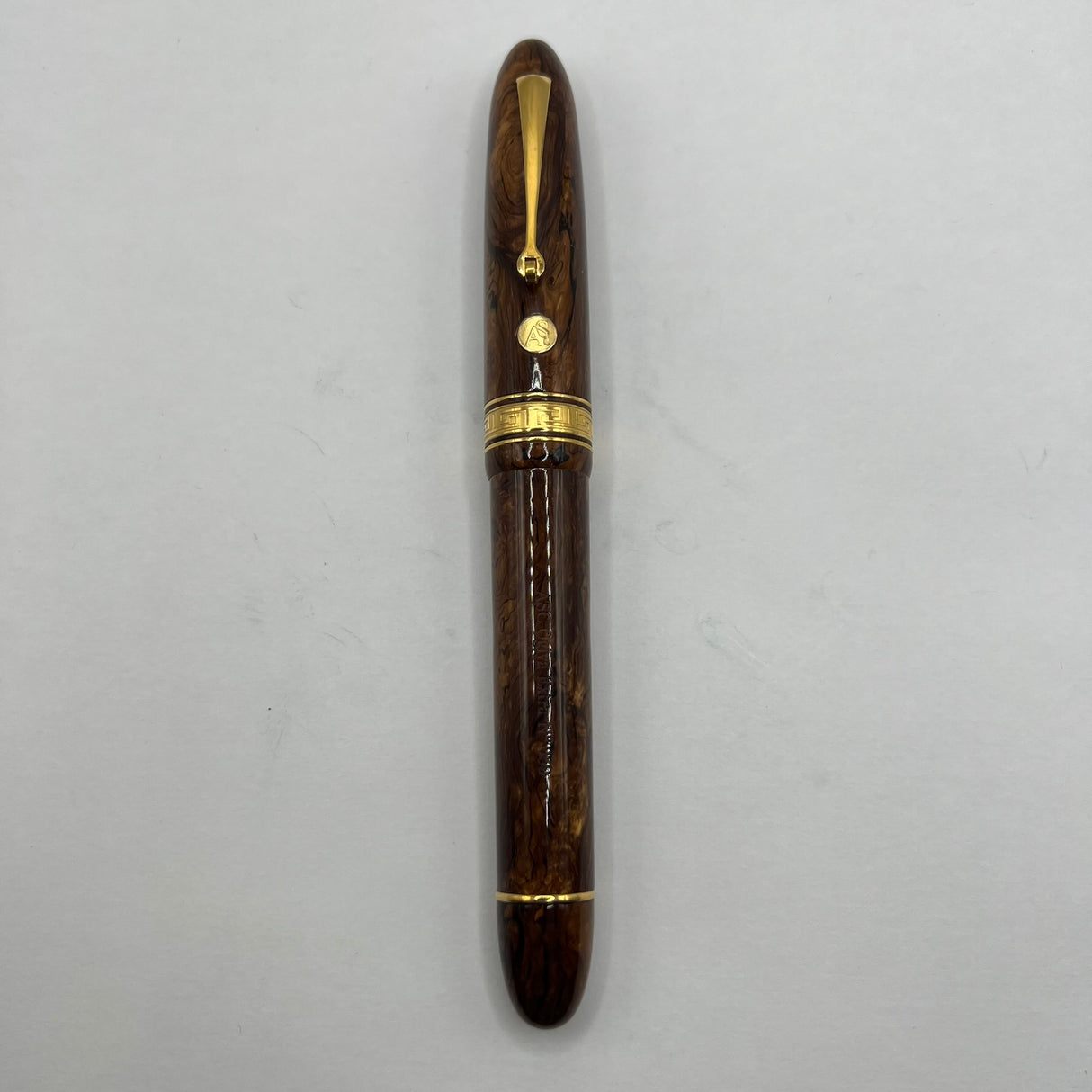 ASC (Armando Simoni Club) Ogiva Oversized Extra Art Nouveau Burl Celluloid Fountain Pen Ltd Ed - Medium Magic Flex #8 Size 18kt Gold Nib