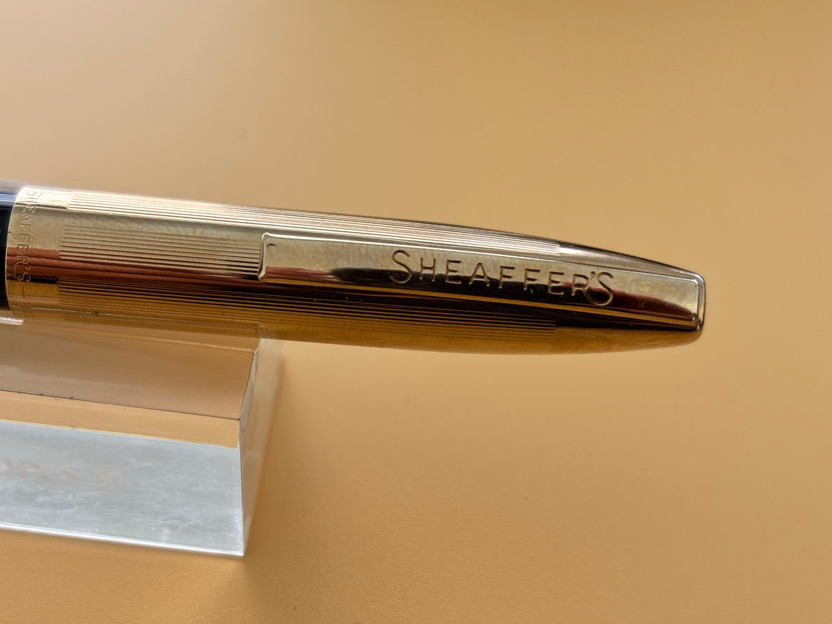 Sheaffer Imperial VII Black gold cap New condition - huge STUB NIB Rare ! - Fountain Pen
