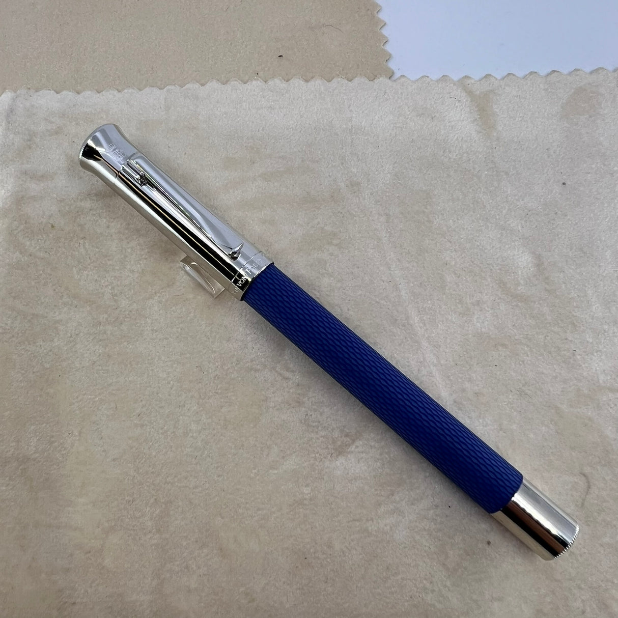 Graf Von Faber Castell Blue Resin Guilloche Fountain Pen - Fine 18 Kt Gold Nib