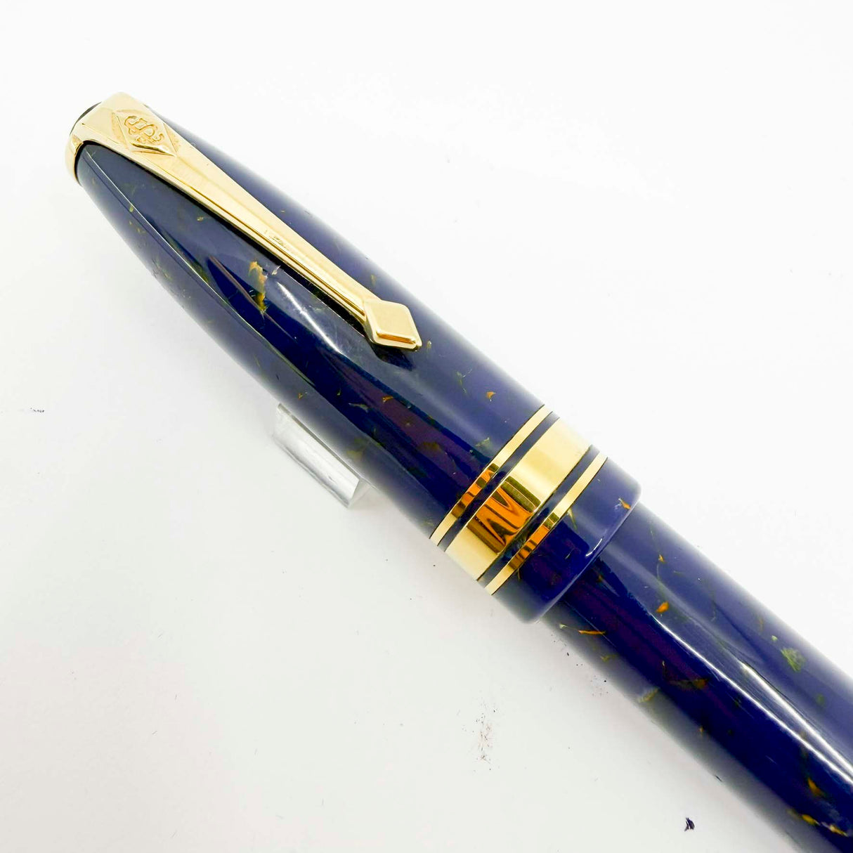 Conway Stewart 100 Sapphire Blue with Gold Flecks Fountain Pen - Double Broad 18kt Gold Nib