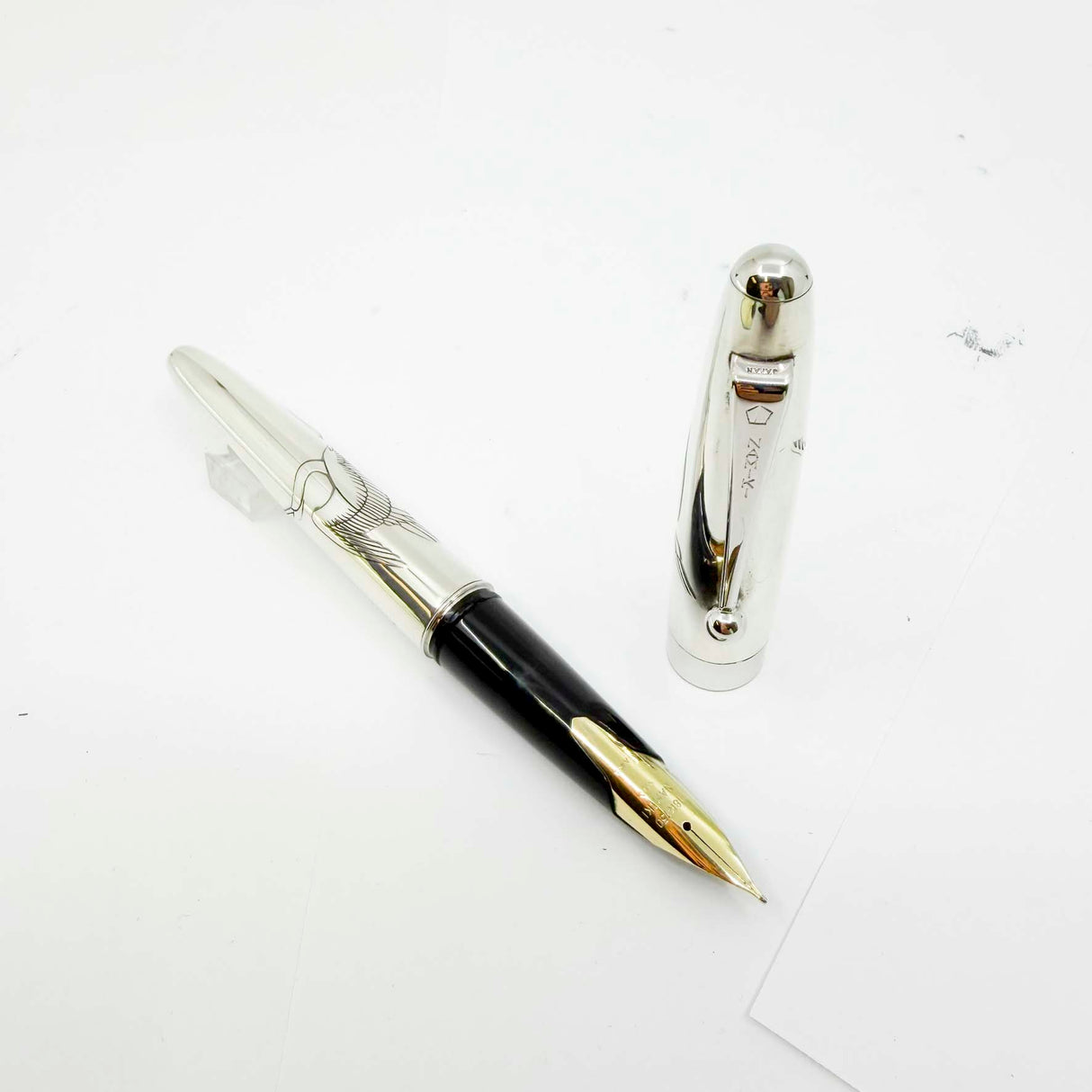 Pilot-Namiki Sterling Silver Crane Fountain Pen - Medium 18kt Gold Nib