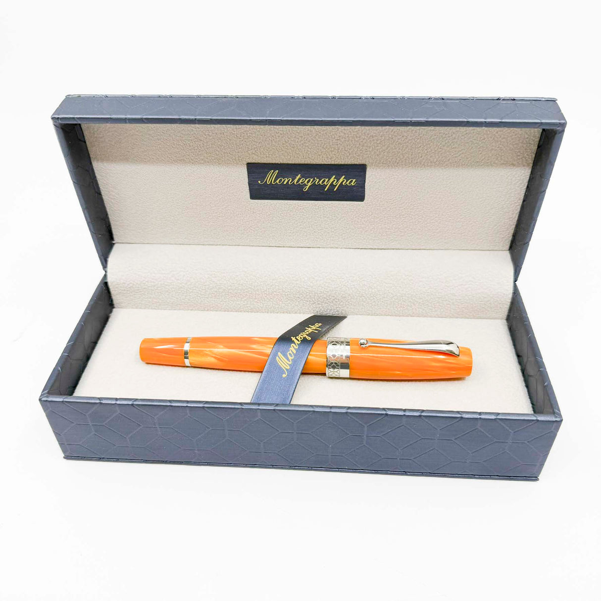 Montegrappa Miya 450 Lustrous Orange Celluloid Limited Edition Fountain Pen - Flexible Fine 14kt Gold Nib