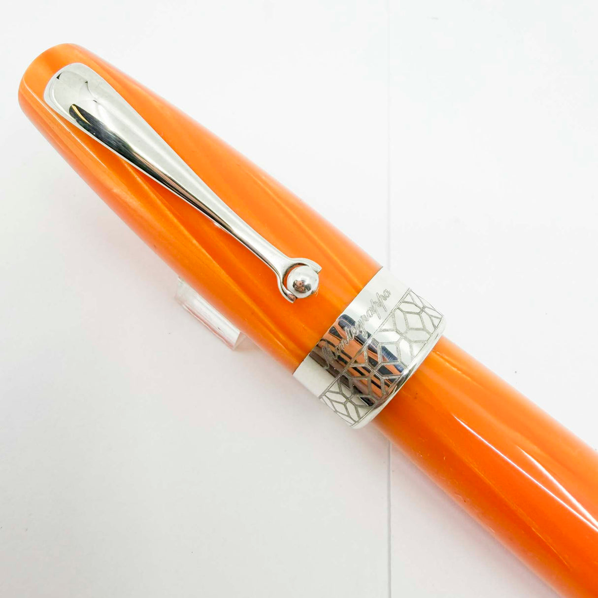 Montegrappa Miya 450 Lustrous Orange Celluloid Limited Edition Fountain Pen - Flexible Fine 14kt Gold Nib