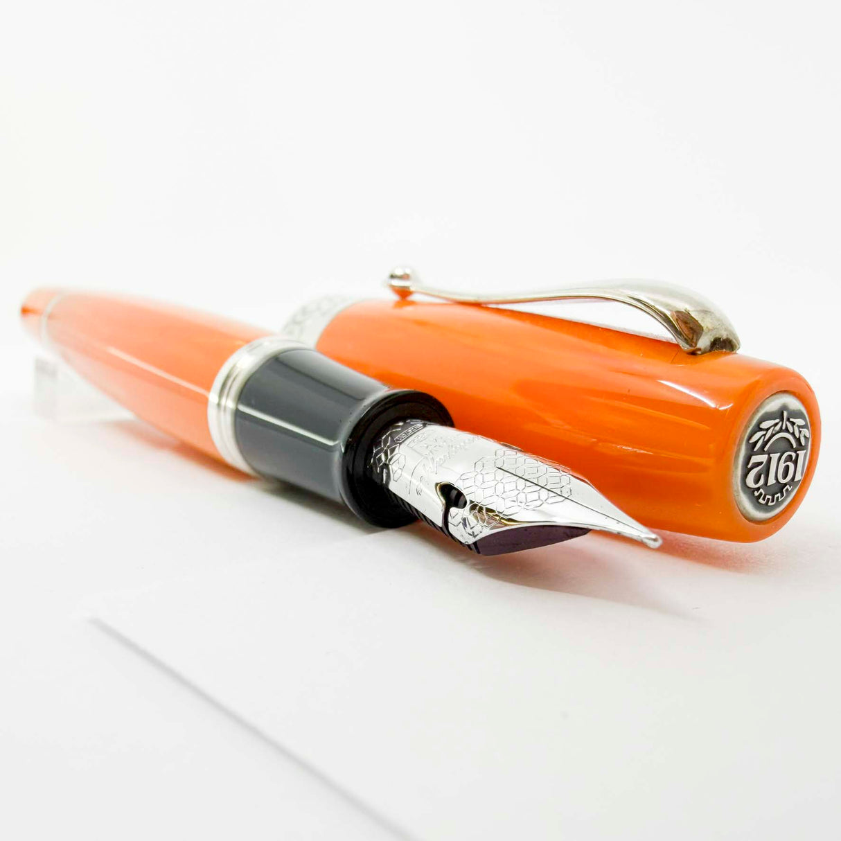 Montegrappa Miya 450 Lustrous Orange Celluloid Limited Edition Fountain Pen - Flexible Fine 14kt Gold Nib