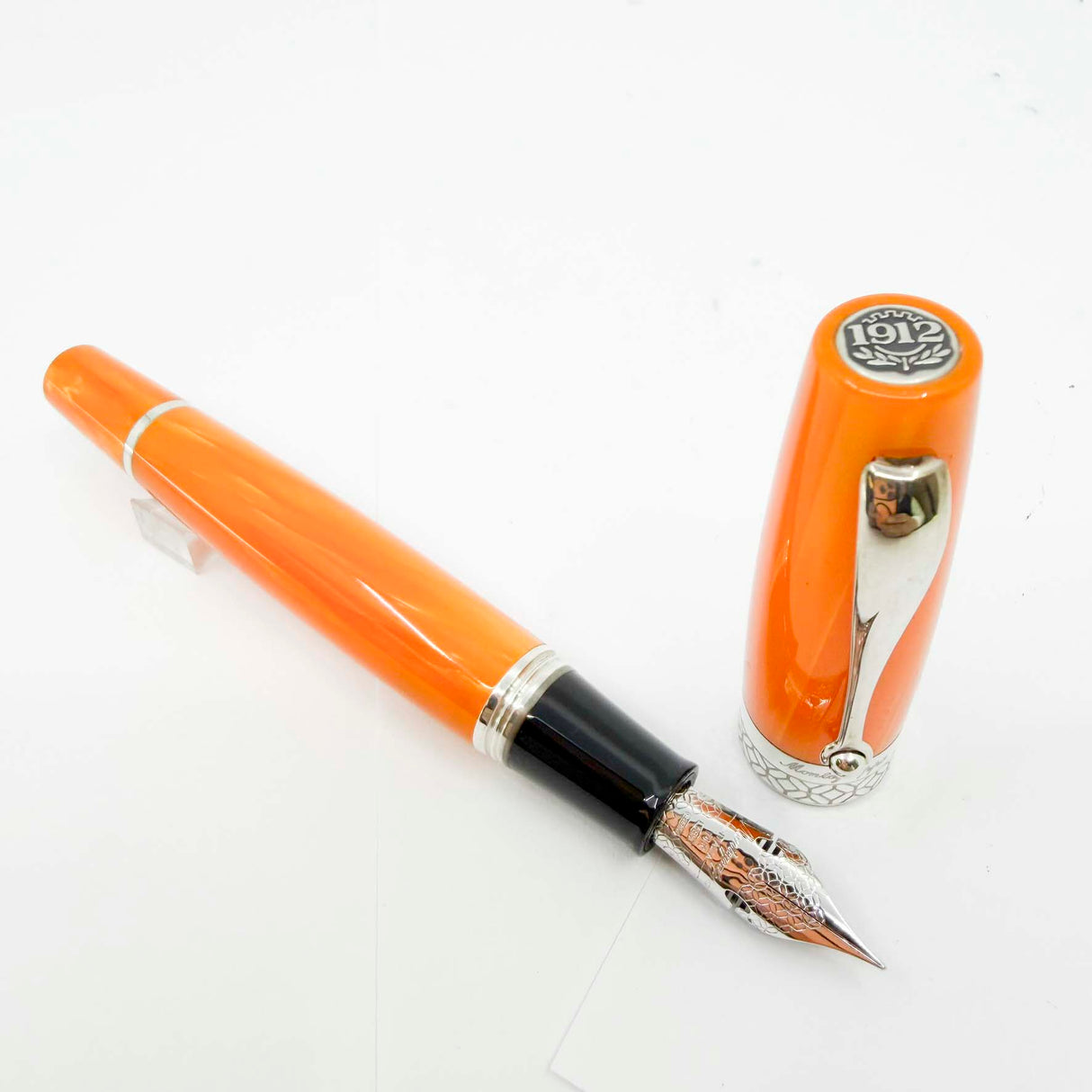 Montegrappa Miya 450 Lustrous Orange Celluloid Limited Edition Fountain Pen - Flexible Fine 14kt Gold Nib