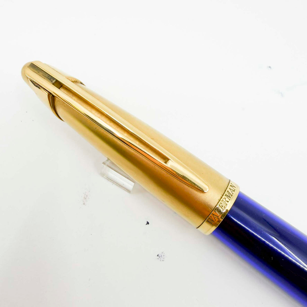 Waterman Edson Blue Translucent Fountain Pen - Fine 18kt Gold Nib