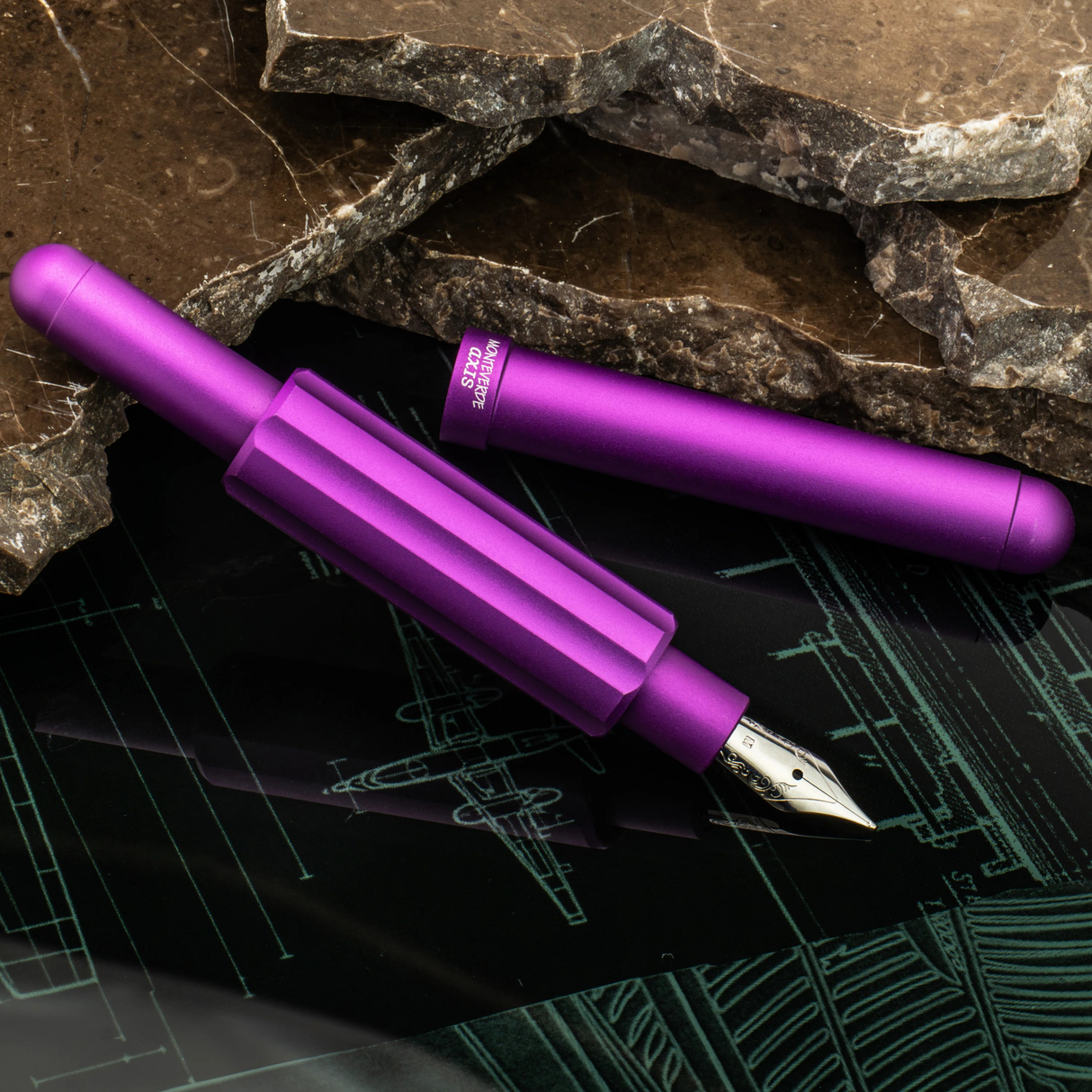 Monteverde USA Axis Matte Purple Fountain Pen Collection