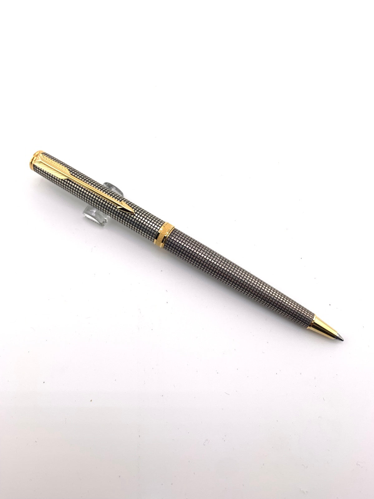 Parker Premier Sterling Silver Cisele Cross Hatch Ballpoint Pen - Circa 1980's