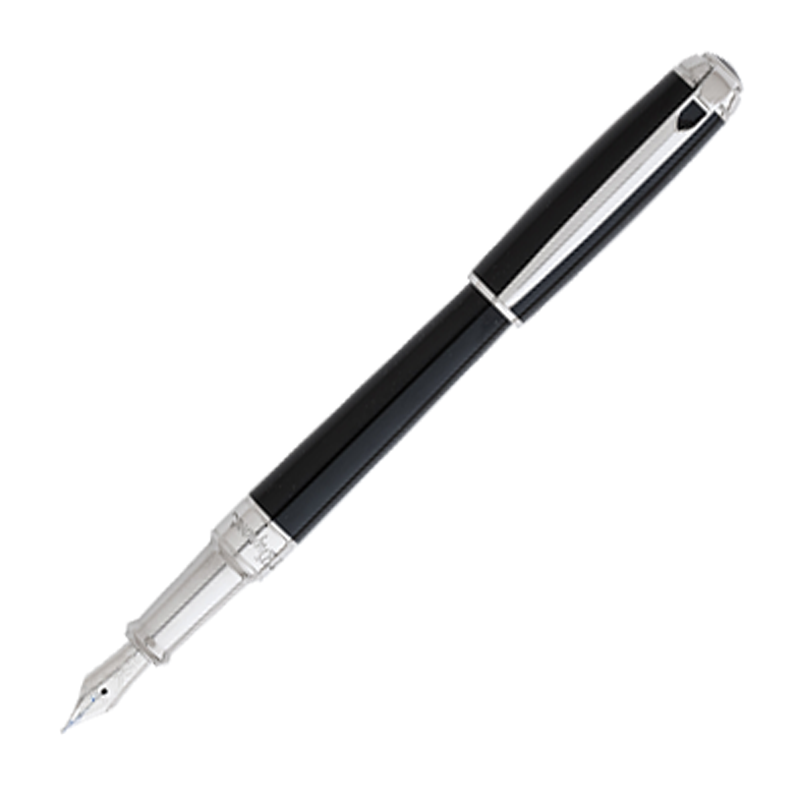S.T. Dupont Line D Black & Palladium Plate - Midsize Fountain Pen (14kt Nib)