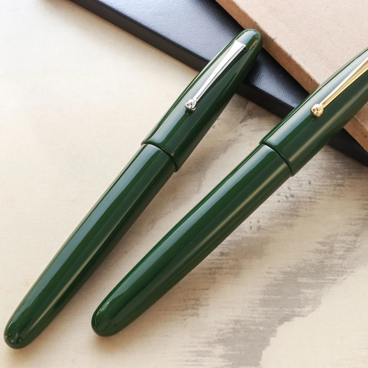 Wancher Dream Pen True Urushi Green w/ Chrome Plated Clip Fountain Pen