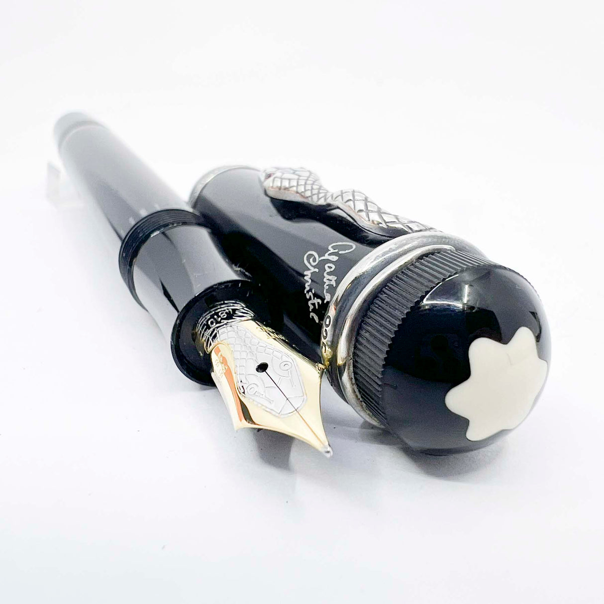 Montblanc Agatha Christie Sterling Silver Limited Edition Fountain Pen - Fine 18kt Gold Nib