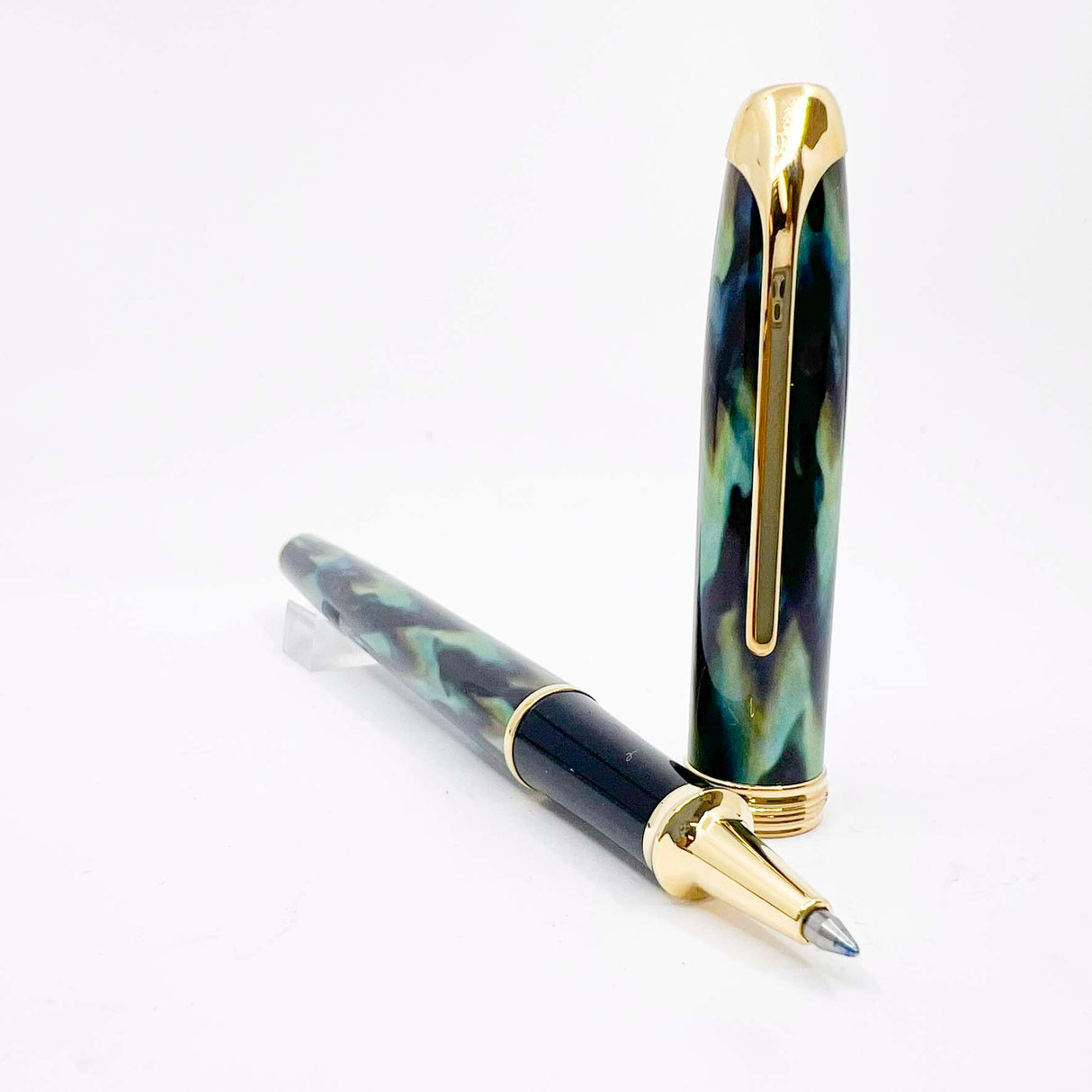 Cross Pinnacle Peacock Blue Lacquered Rollerball - Made in USA Circa 1999