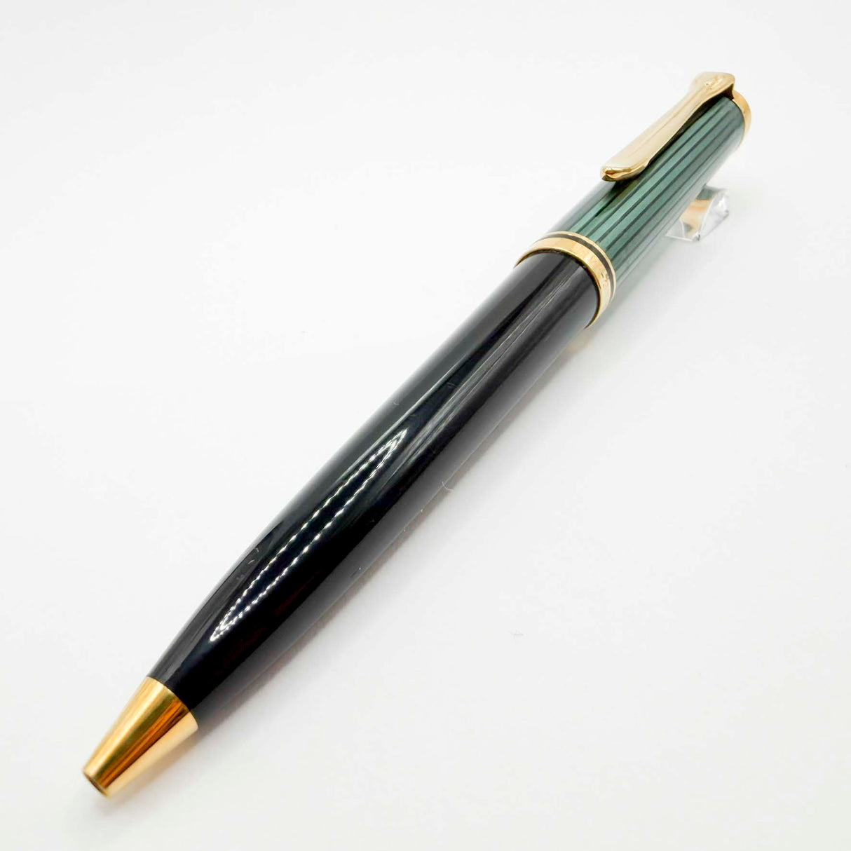 Pelikan First Generation K800 Ballpoint Pen - Black Barrel/Green Striped Cap - "W. Germany" Engraved on Cap Band