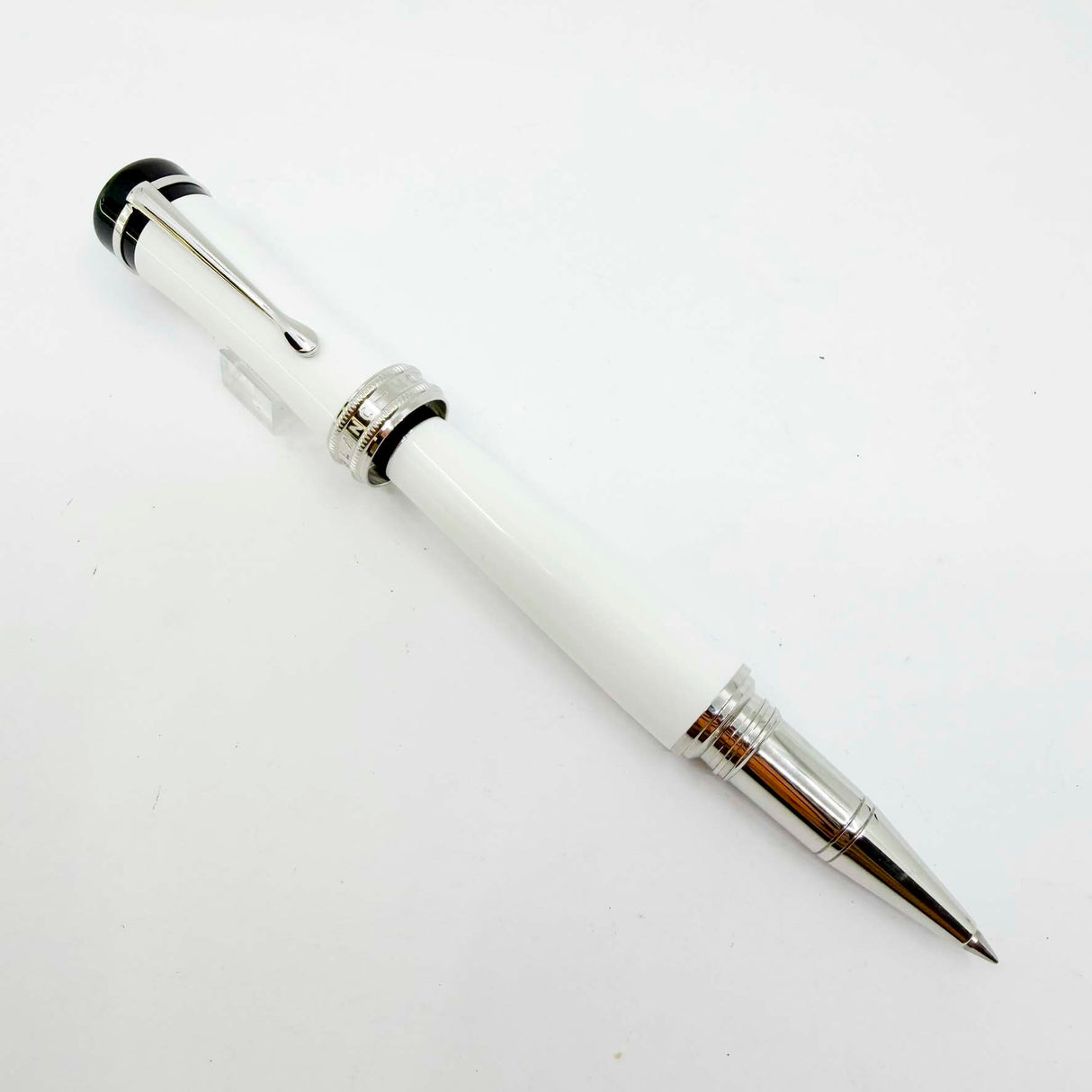 Montblanc Bonheur Black & White Resin Rollerball with White Leather Covered Montblanc Notebook