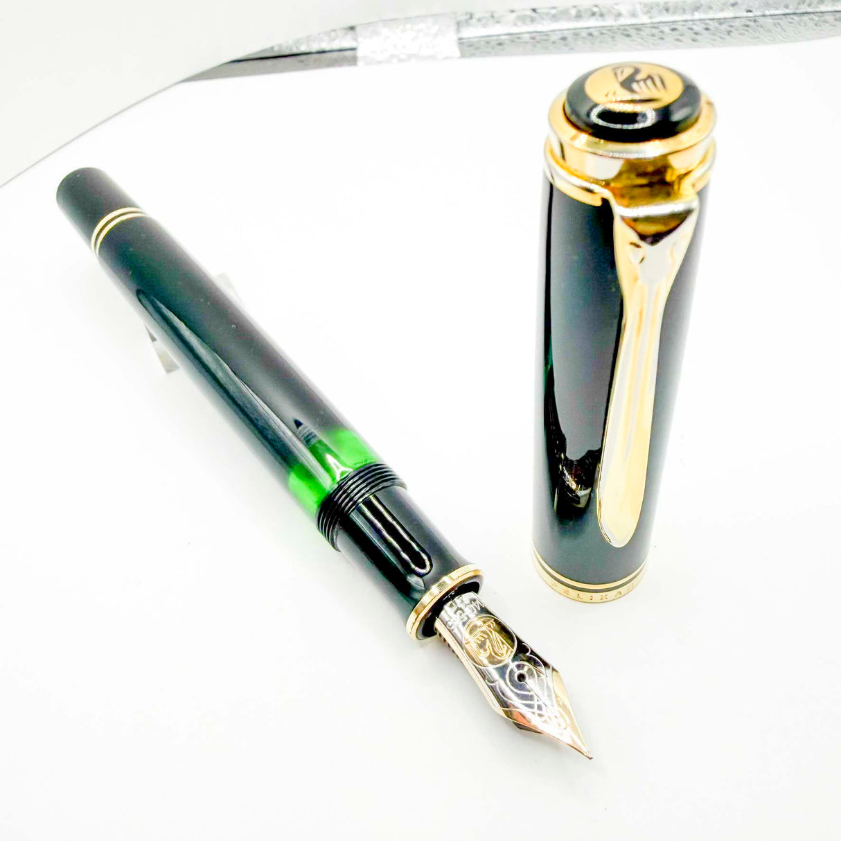 Pelikan M800 Solid Black Fountain Pen - Early Model "W. Germany" on Cap Band + Extra Fine 14kt Nib
