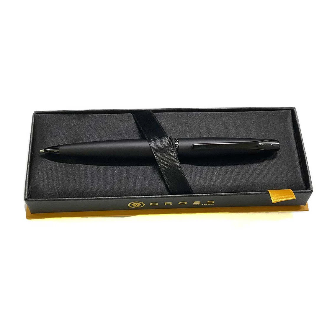 Cross ATX® Brushed Black with Machine-Turned Diamond Pattern Engraving with Polished PVD Trim Ballpoint