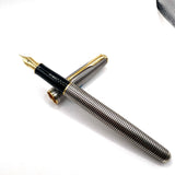 Parker Sonnet Sterling Silver Cisele Cross Hatch Fountain Pen -  Medium 18kt Gold Nib