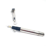 OMAS Horizontal Lined Sterling Silver Overlay Fountain Pen  - Extra Fine 18kt Gold Nib