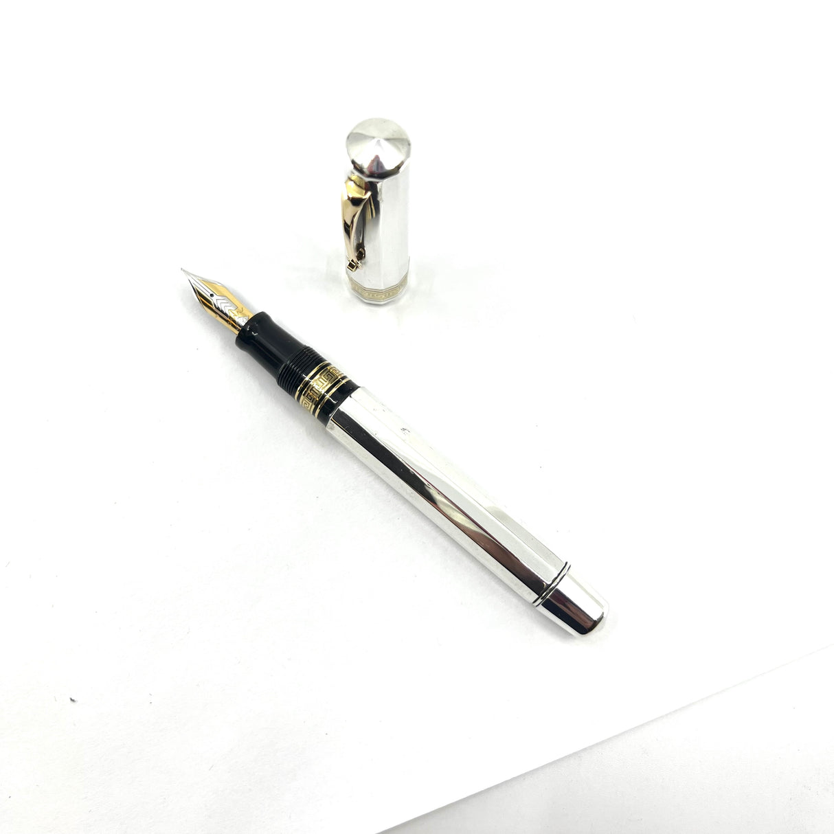 OMAS Sterling Silver Facetted Large Paragon Limited Edition Fountain Pen -  Fine 18kt Gold Nib