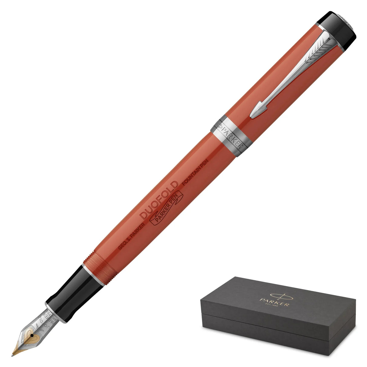 Parker Duofold Big Red Vintage Centennial Fountain Pen with Chrome Trim