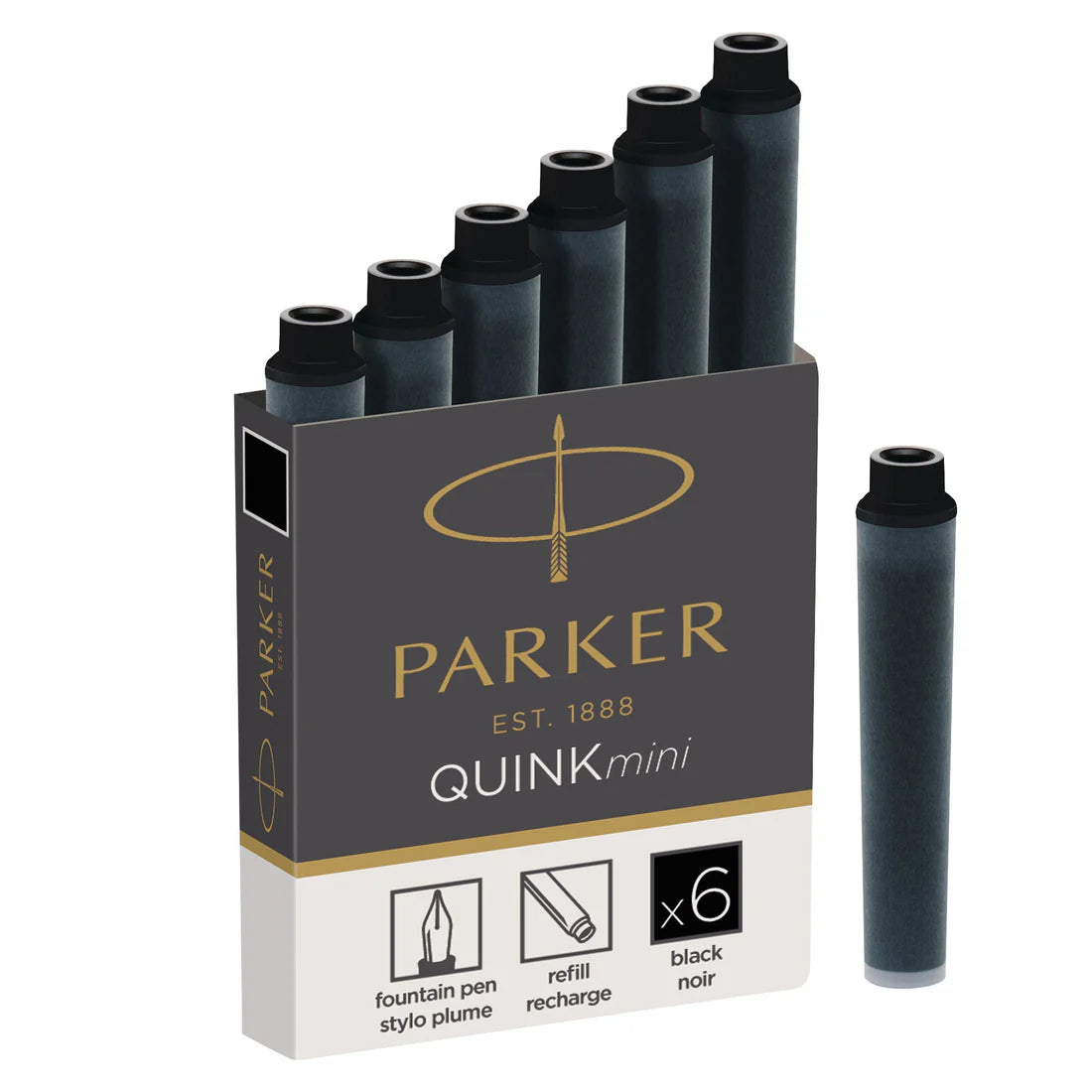 Parker Quink Mini Ink Cartridges in Black (Pack of 6)