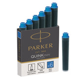 Parker Quink Mini Ink Cartridges in Washable Blue (Pack of 6)