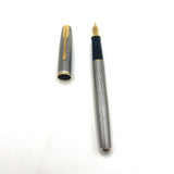 Parker Sonnet Sterling Silver Cisele Cross Hatch Fountain Pen -  Medium 18kt Gold Nib