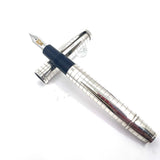 OMAS Horizontal Lined Sterling Silver Overlay Fountain Pen  - Extra Fine 18kt Gold Nib