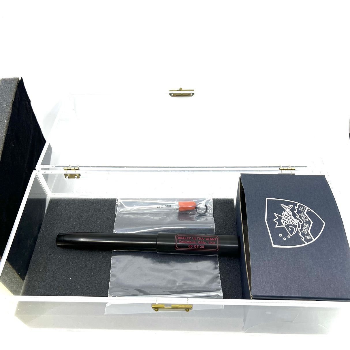 Bexley ULTRA GIANT Limited Edition Black Ebonite Fountain Pen with a Companion Orange Fountain Pen Hidden Inside - Oversized Medium 14kt  Gold Nib - Number 00 of 25 that were sold to the Public