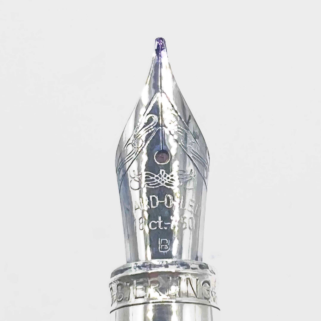 Yard-o-Led Standard Victorian Sterling Silver Fountain Pen   - Broad 18kt Gold Nib